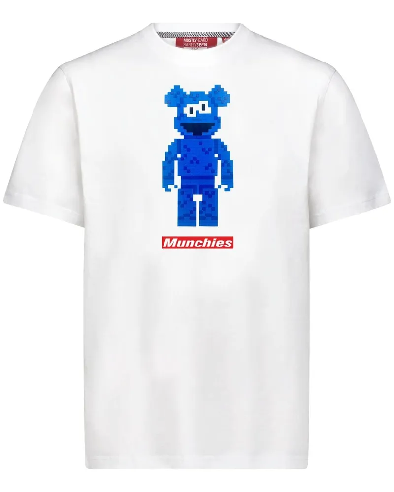Mostly Heard Rarely Seen Munchies T-Shirt mit 8-Bit-Applikation - Weiß Weiß