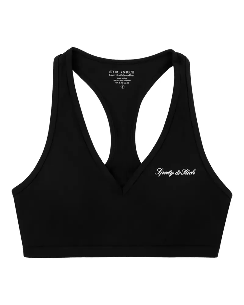 SPORTY & RICH Sport-BH mit Logo-Print - Schwarz Schwarz