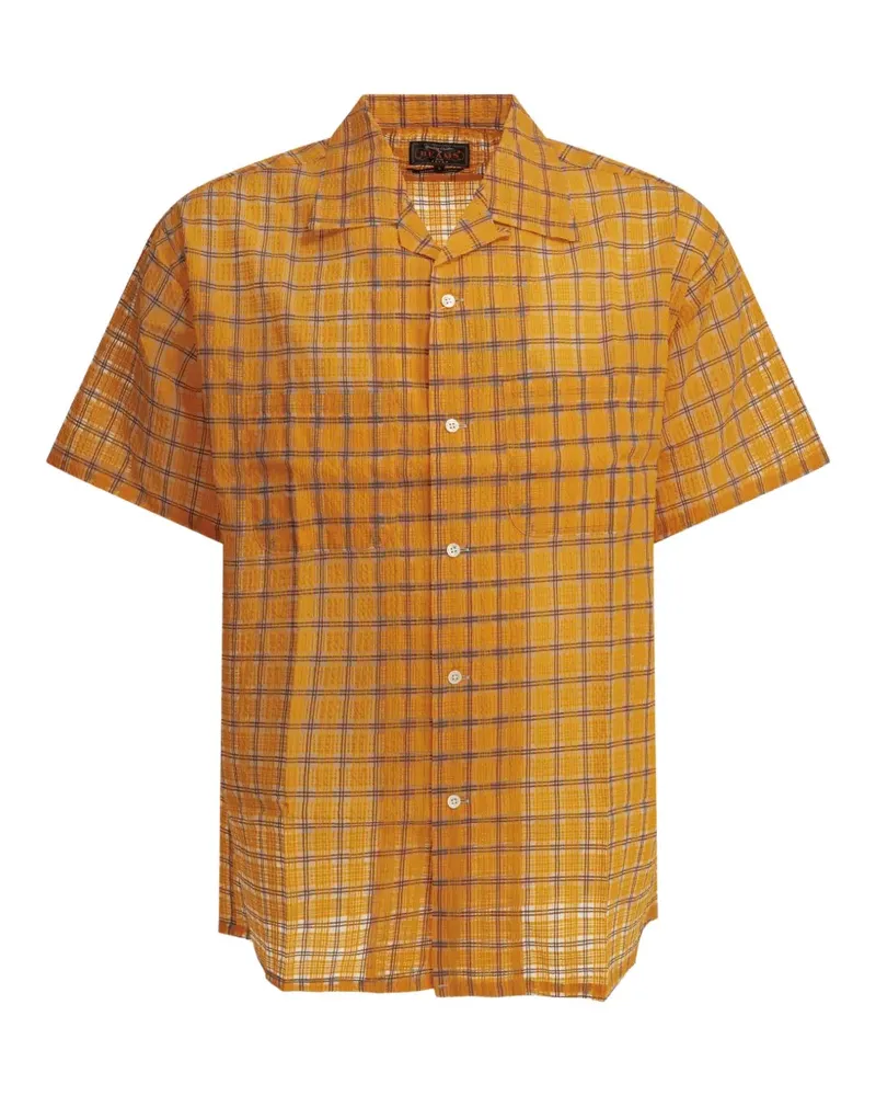 Beams Plus check-print short-sleeve shirt - Orange Orange