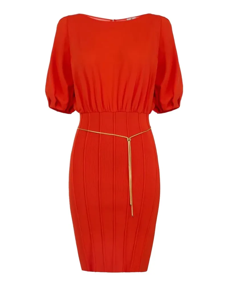 Elisabetta Franchi belted puff-sleeve mini dress - Rot Rot