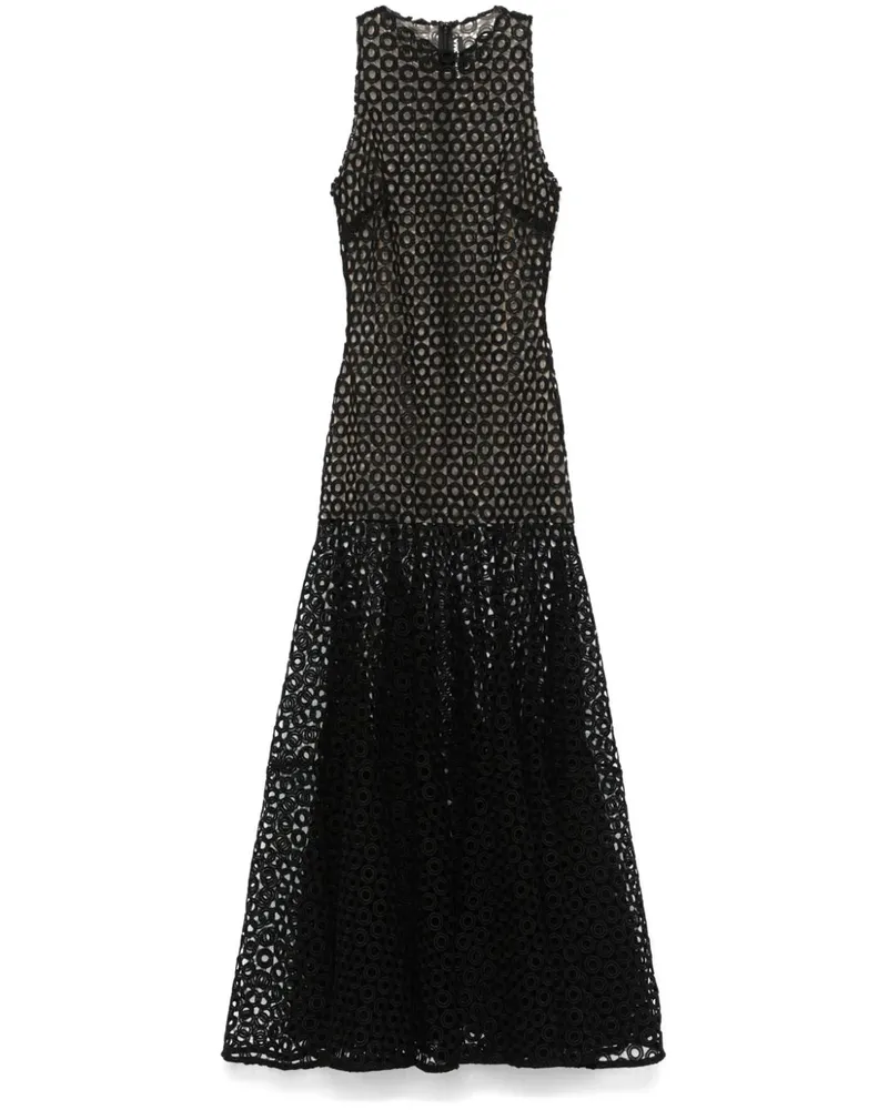 David Koma Makramee-Maxikleid mit ausgestelltem Saum - Schwarz Schwarz