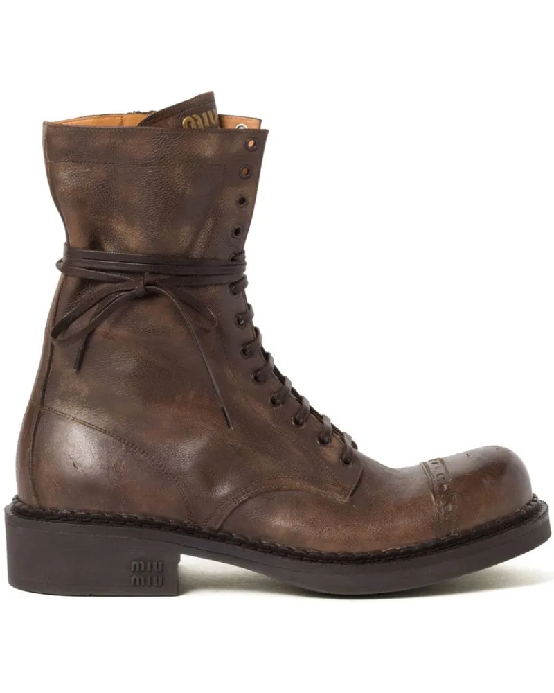 Miu Miu Schnürstiefel aus Leder (35mm) - Braun Braun