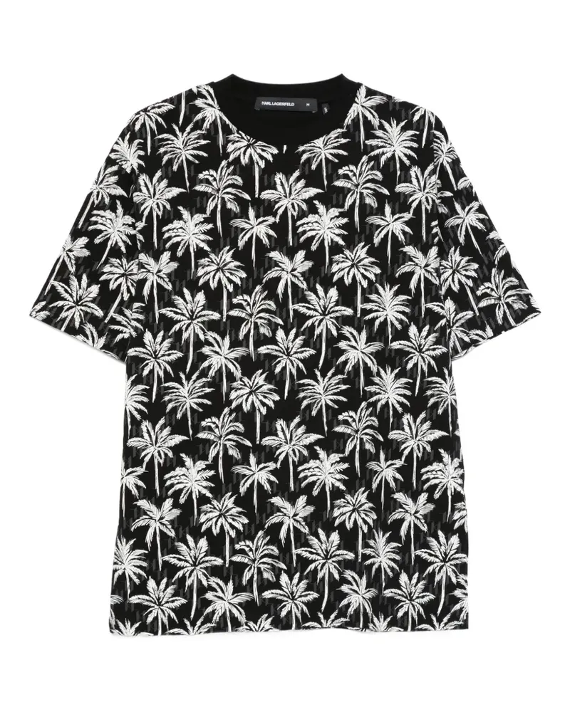 Karl Lagerfeld T-Shirt mit Palmen-Print - Schwarz Schwarz