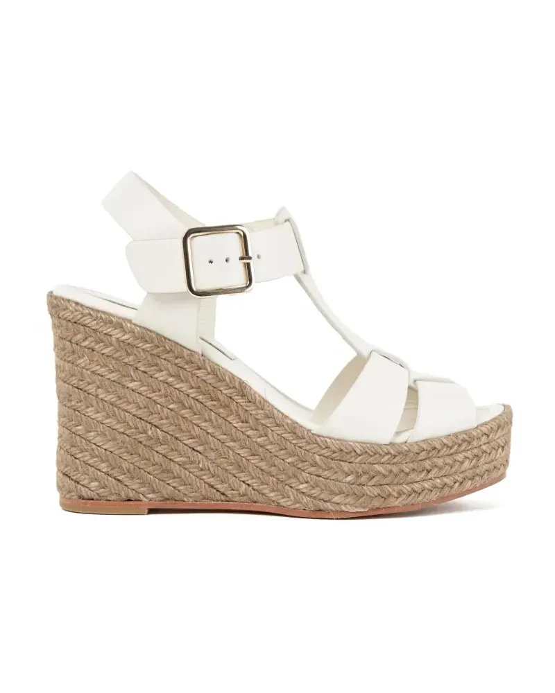 Paloma Barceló Alison Wedge-Sandalen aus Leder 100mm - Weiß Weiß