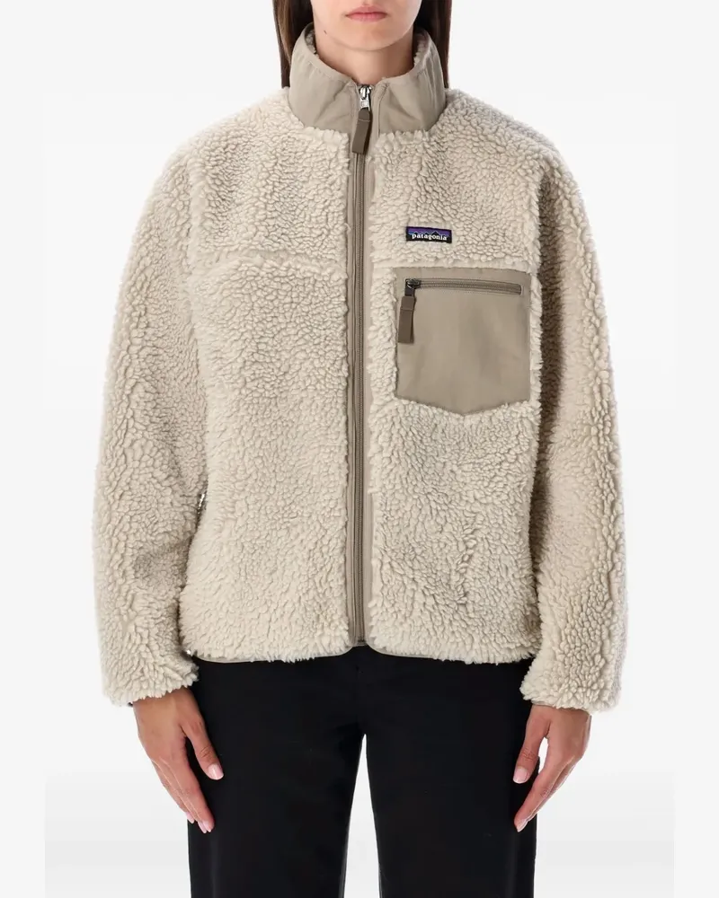 Patagonia logo-patch fleece jacket - Nude Nude