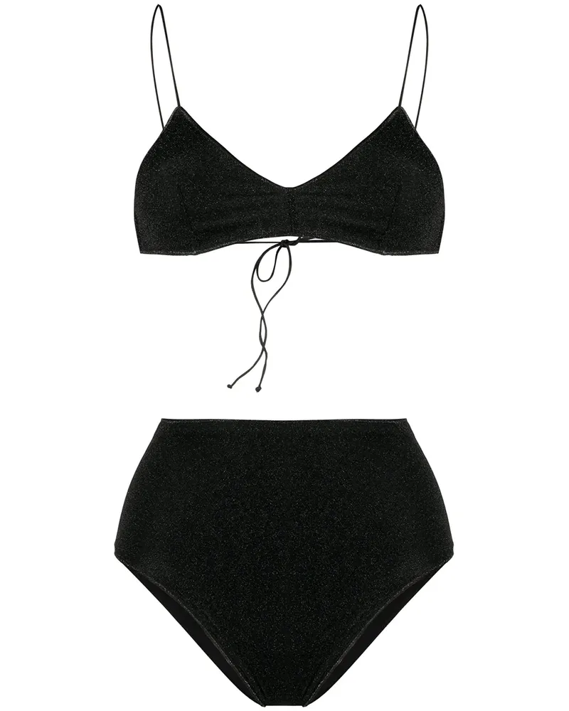 Oséree Bikini mit hohem Bund - Schwarz Schwarz