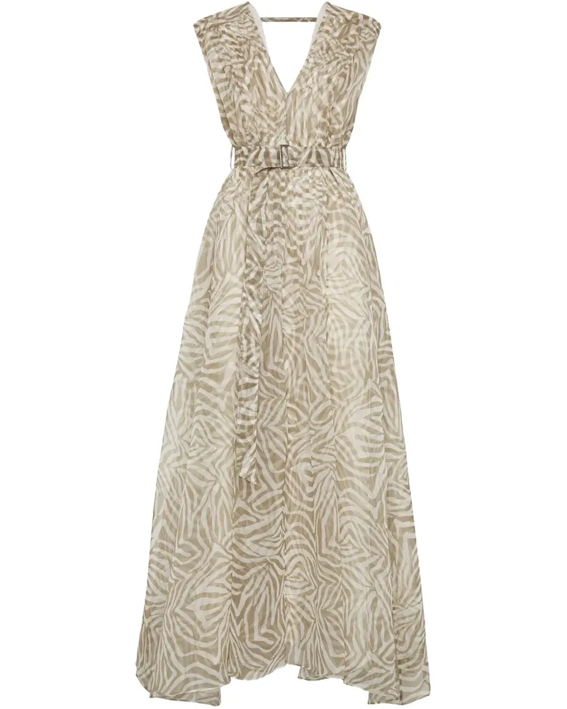 Brunello Cucinelli Seidenkleid mit Print - Grün Grün