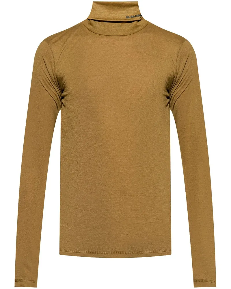 Jil Sander Rollkragenpullover mit Logo-Print - Grün Grün