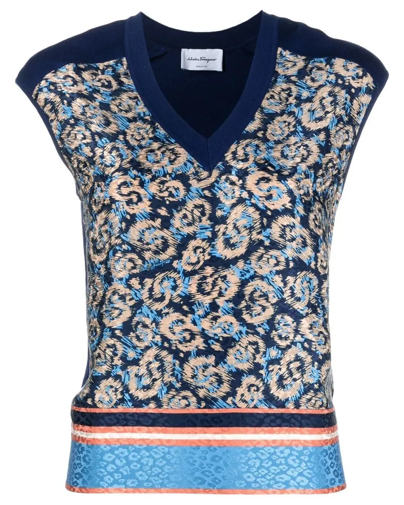 Ferragamo Top mit Print - Blau Blau