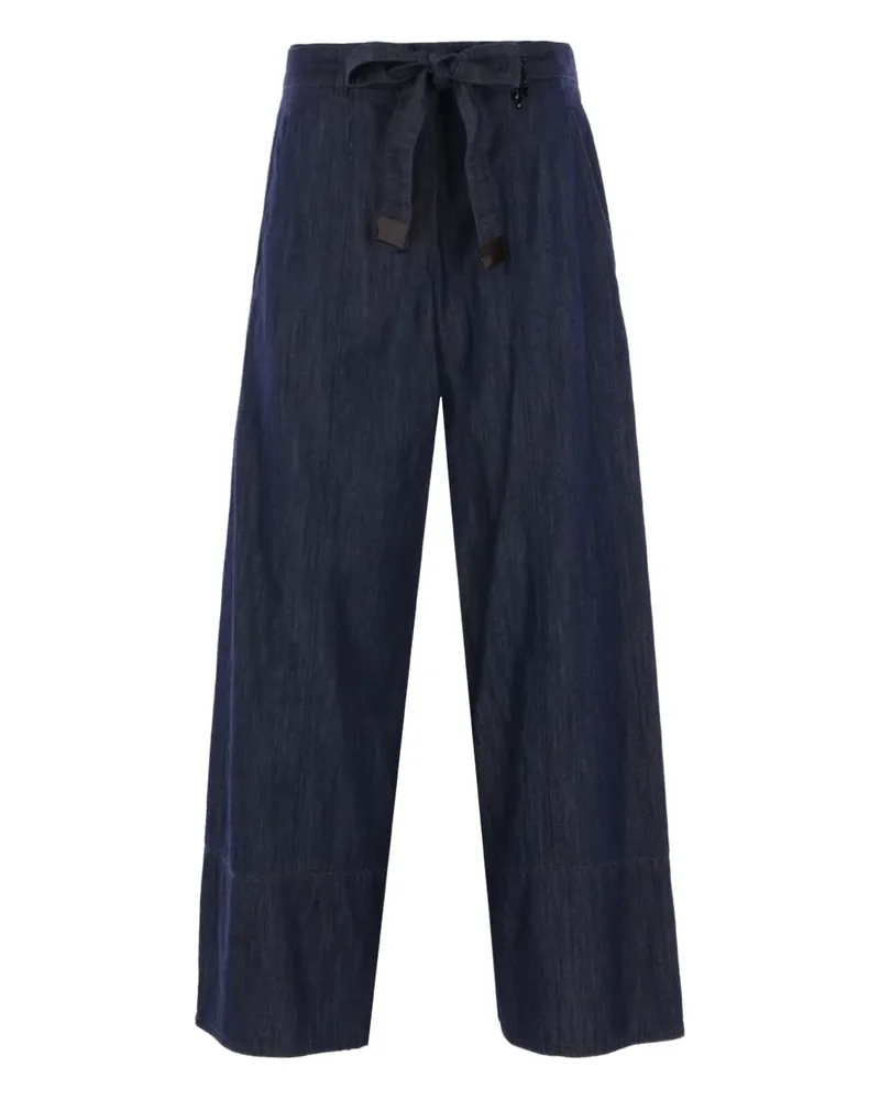 Max Mara Jeans mit Bindegürtel - Blau Blau