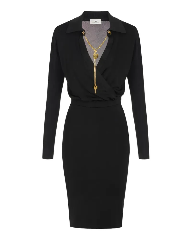 Elisabetta Franchi Kleid aus Viskosegarn mit Schmuckkette - Schwarz Schwarz