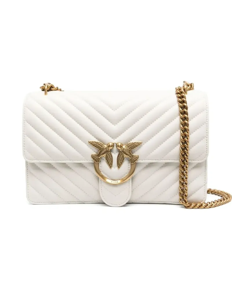 Pinko Mittelgroße Love Bag One Schultertasche mit Zickzackmuster - Weiß Weiß