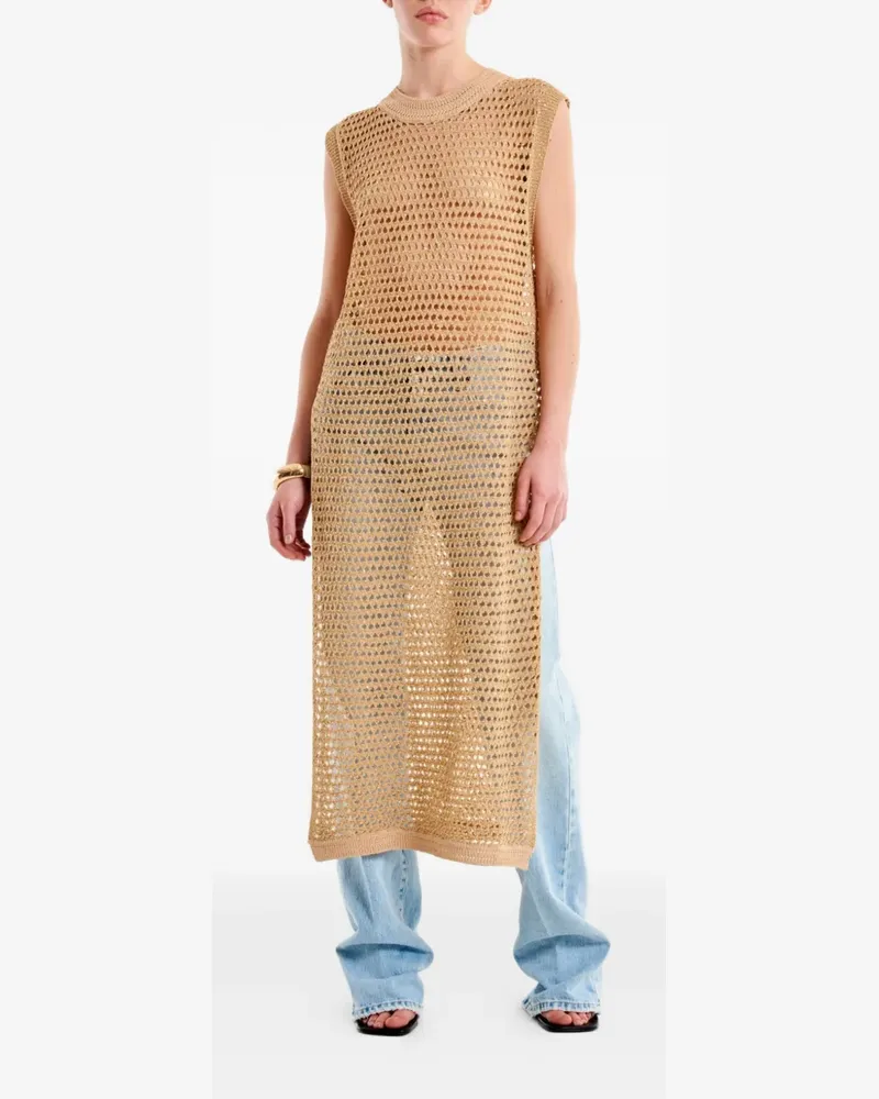 VICOLO open-knit side-slit dress - Nude Nude