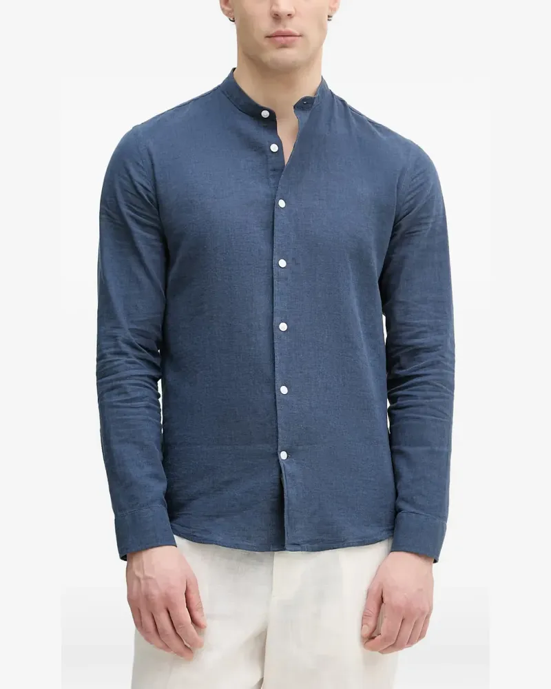 Lindbergh mandarin-collar long-sleeve shirt - Blau Blau
