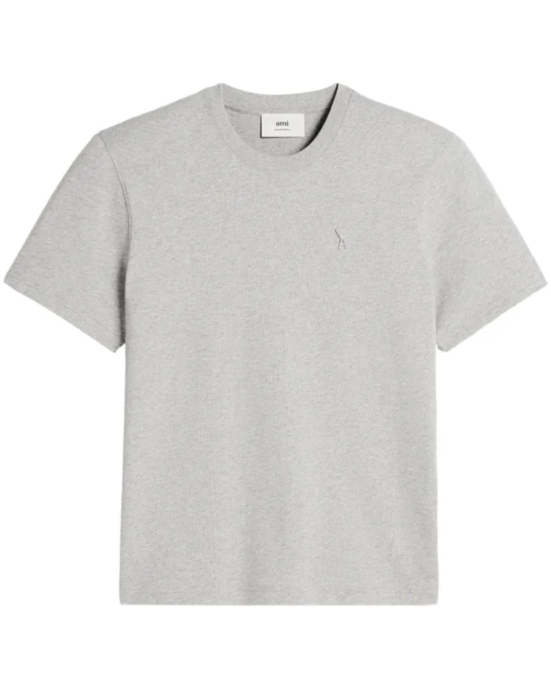 AMI Paris T-Shirt mit Logo-Stickerei - Grau Grau