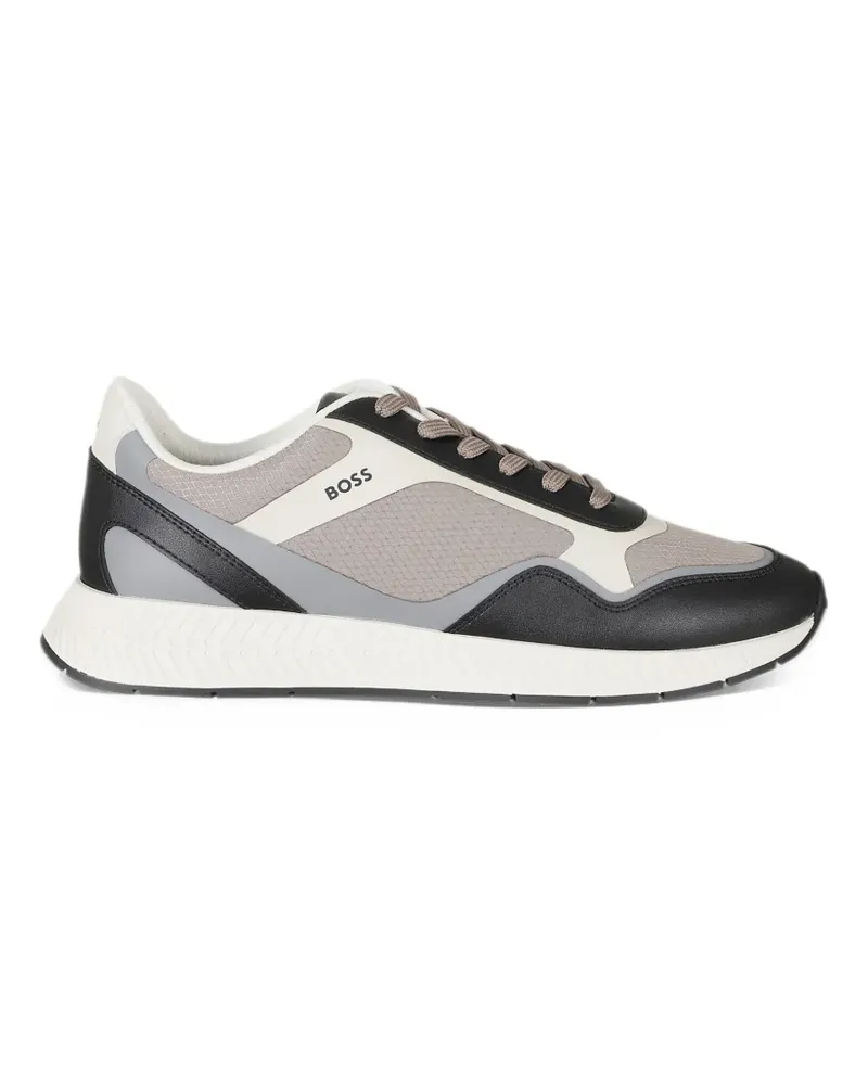 HUGO BOSS Sneakers aus Materialmix mit geriffelter Außensohle - Grau Grau