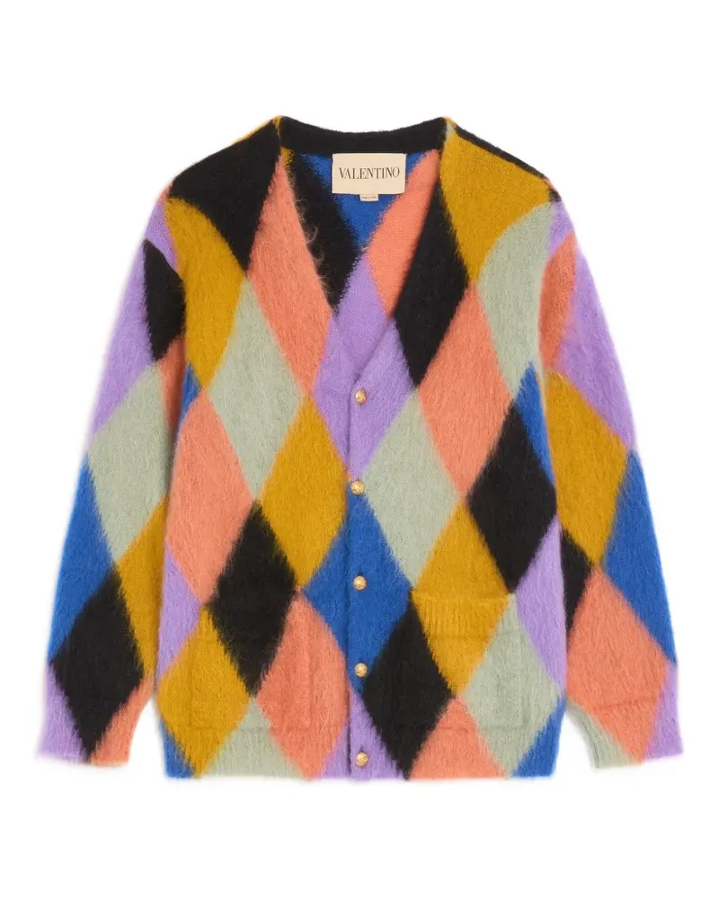 Valentino Garavani Cardigan aus Mohairwolle mit Rhombelle-Muster - Schwarz Schwarz