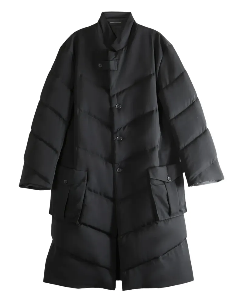 Yohji Yamamoto quilted diagonal-seam coat - Schwarz Schwarz