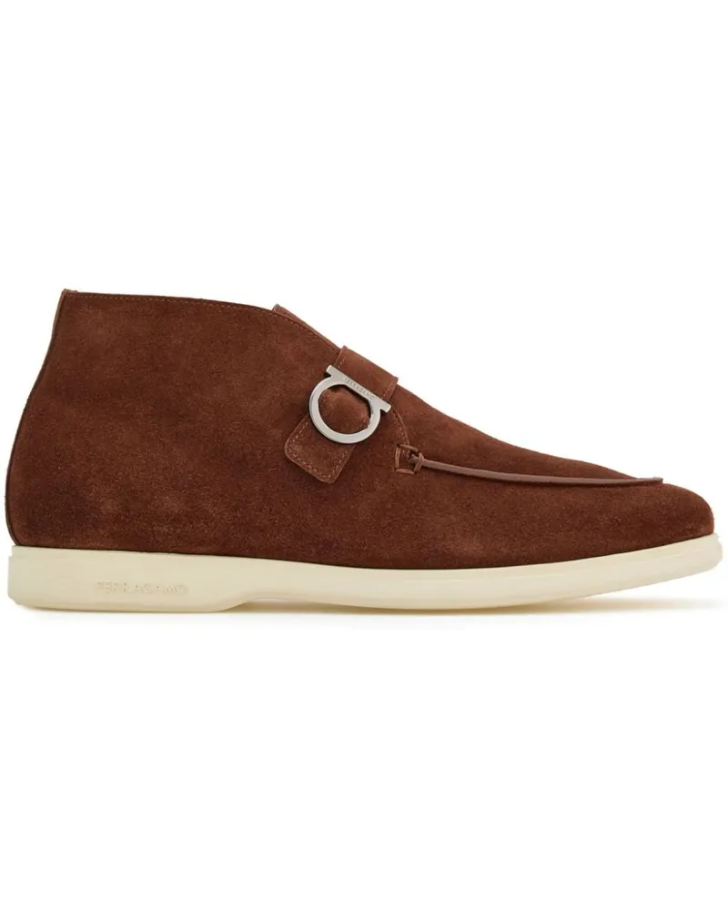 Ferragamo Wildlederstiefel mit Gancini-Schnalle - Braun Braun
