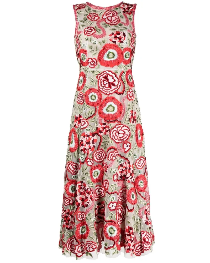 Rachel Gilbert Kleid mit Blumenstickerei - Rot Rot