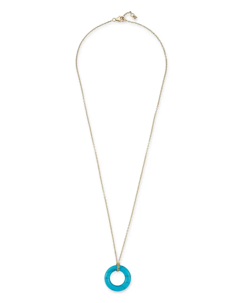 MATEO 14kt Donut Gelbgoldhalskette mit Türkis Gold