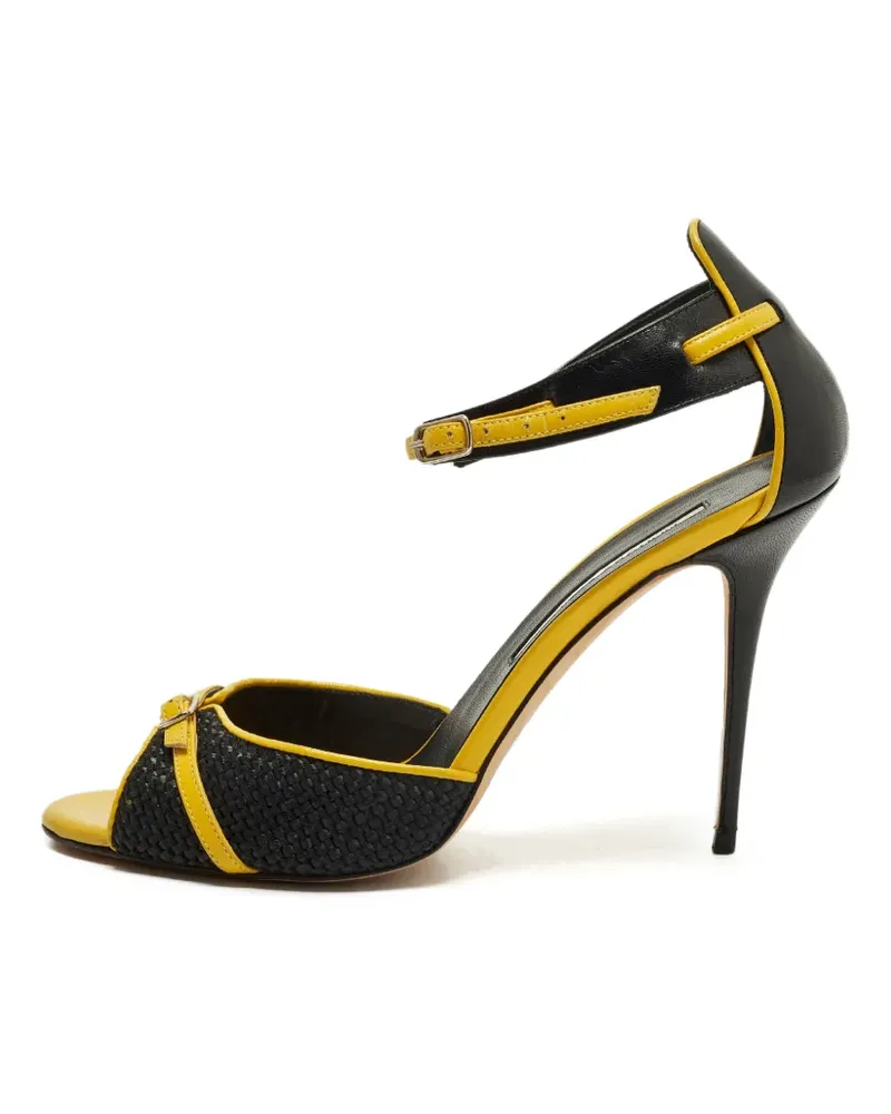 Manolo Blahnik Gewebte Sandalen mit Knöchelriemen - Schwarz Schwarz