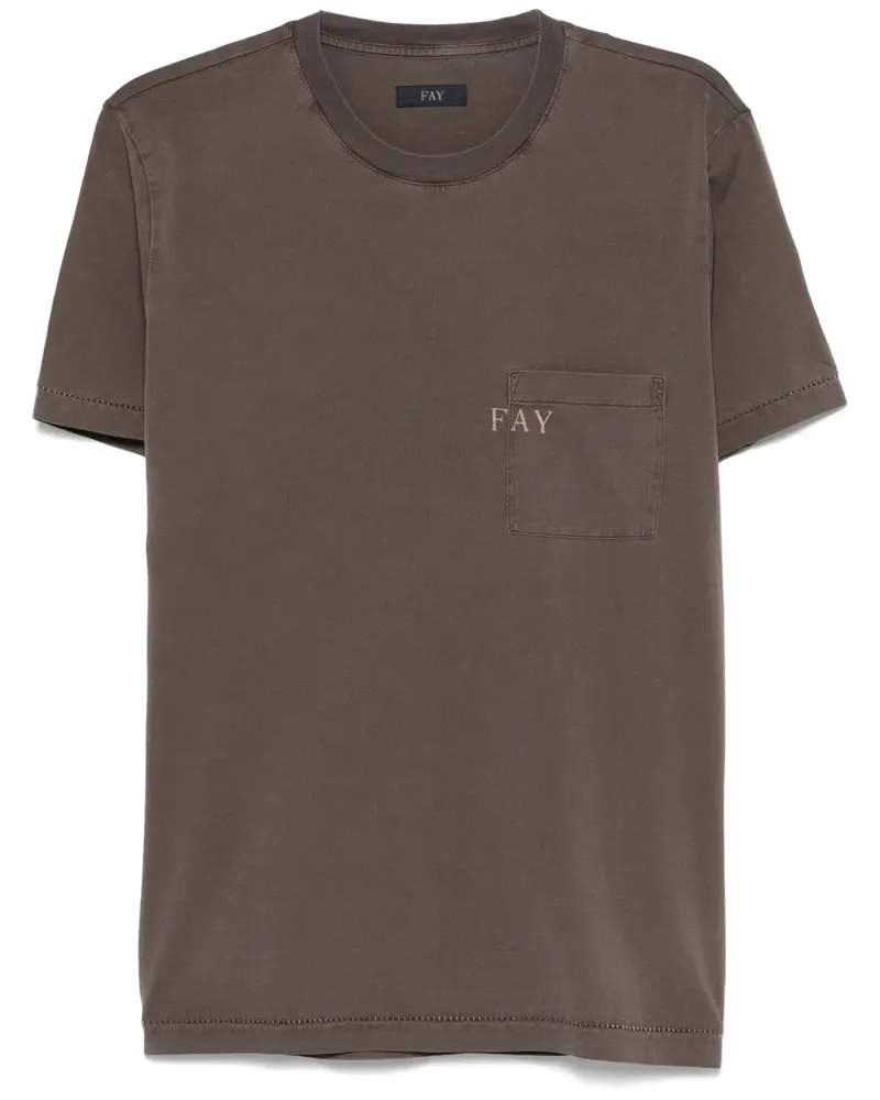 Fay T-Shirt mit Logo-Print - Braun Braun