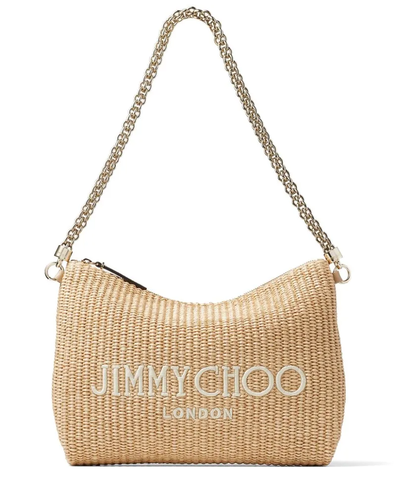 Jimmy Choo Callie Schultertasche mit Logo-Stickerei Nude