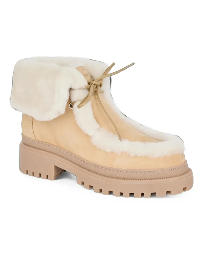 Yves Salomon Wildlederstiefel mit Shearling-Borte - Nude Nude