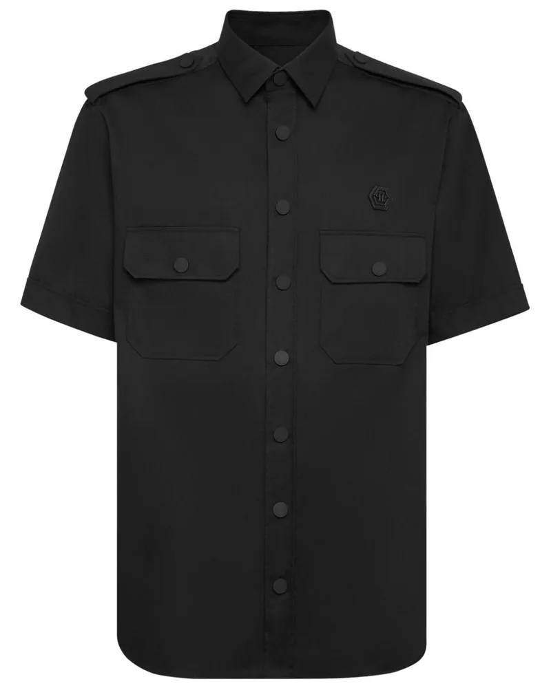 Philipp Plein Hemd mit Logo-Applikation - Schwarz Schwarz