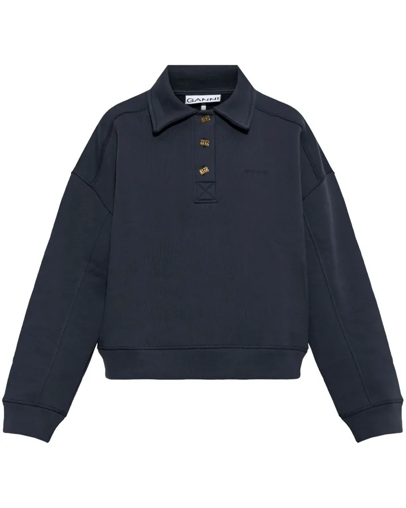 Ganni Sweatshirt mit Logo-Stickerei - Blau Blau