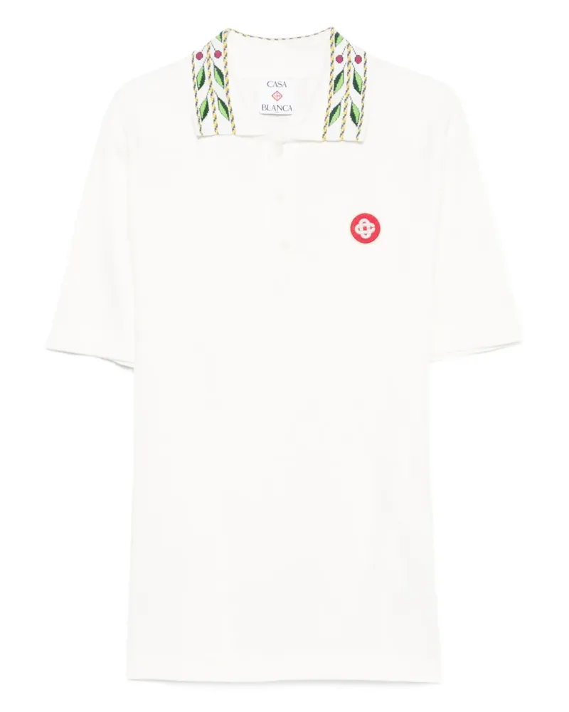 Casablanca Paris Poloshirt mit besticktem Kragen - Weiß Weiß