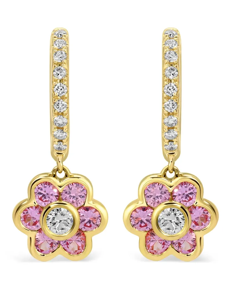 ANITA KO Flora Ohrringe mit pinkem Saphir und Diamant - Gold Gold