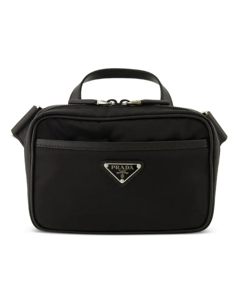 Prada Re-Nylon leather messenger bag - Schwarz Schwarz