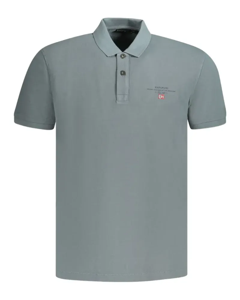 Napapijri embroidered-logo cotton polo shirt - Grau Grau