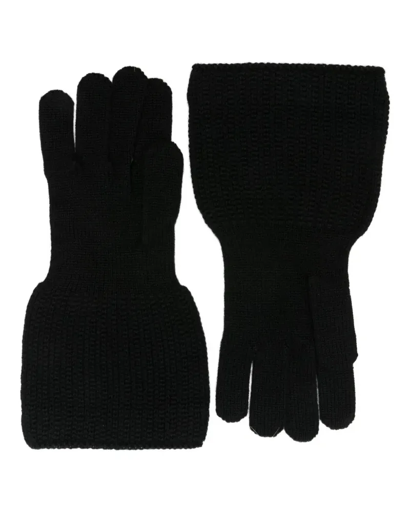 Yohji Yamamoto Handschuhe aus geripptem Strick - Schwarz Schwarz