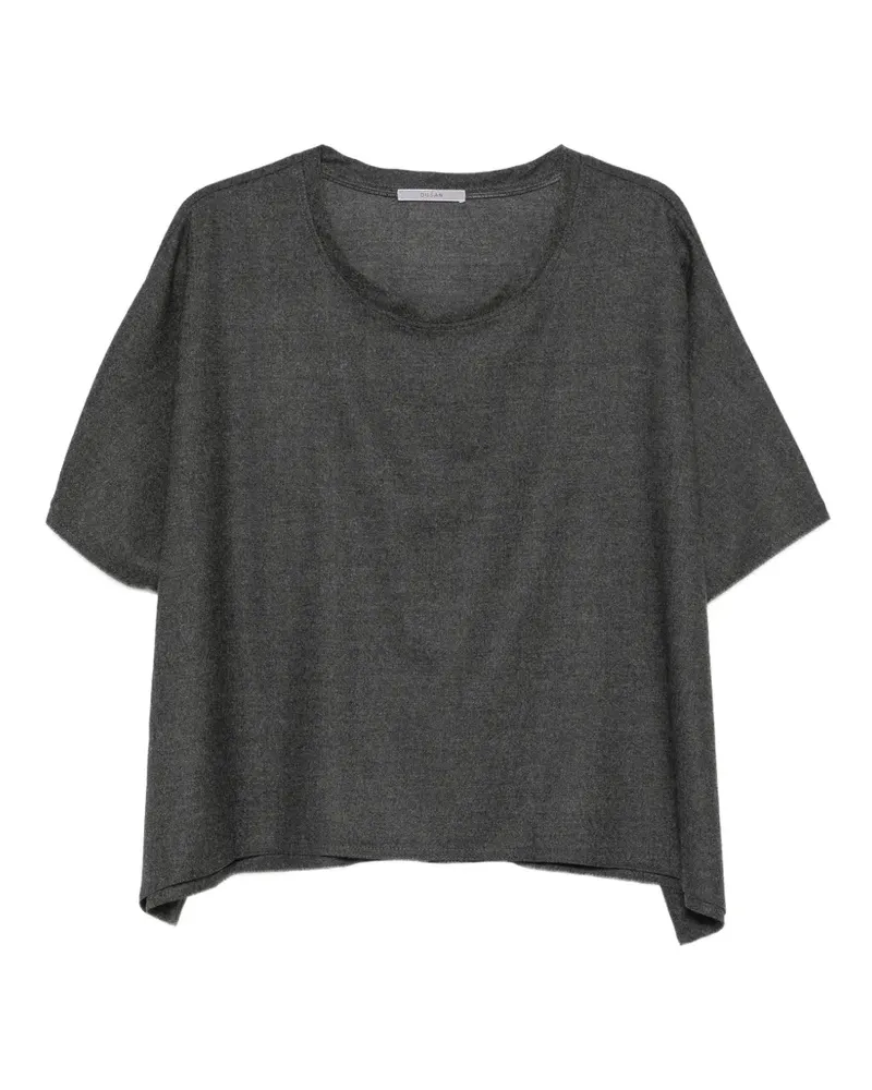 Dušan crew neck flannel top - Grau Grau
