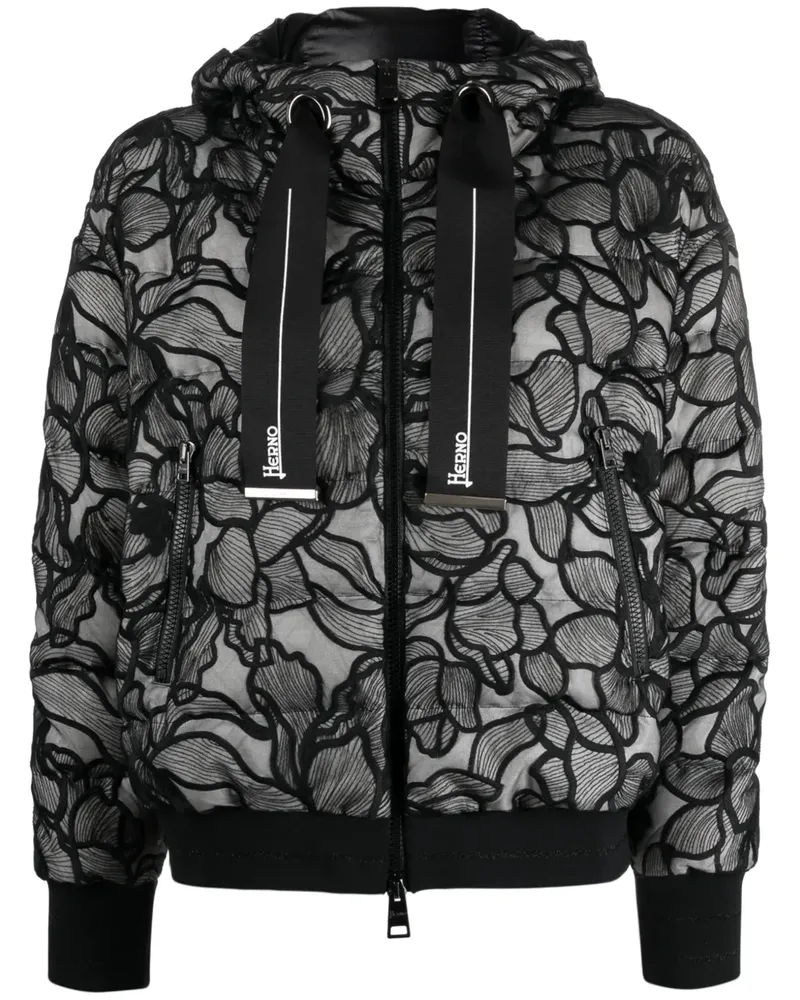 Herno Tweed-Jacke mit Spitze - Schwarz Schwarz