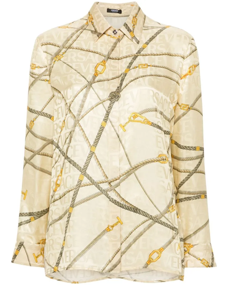 Versace Hemd aus Logo-Jacquard - Gelb Gelb