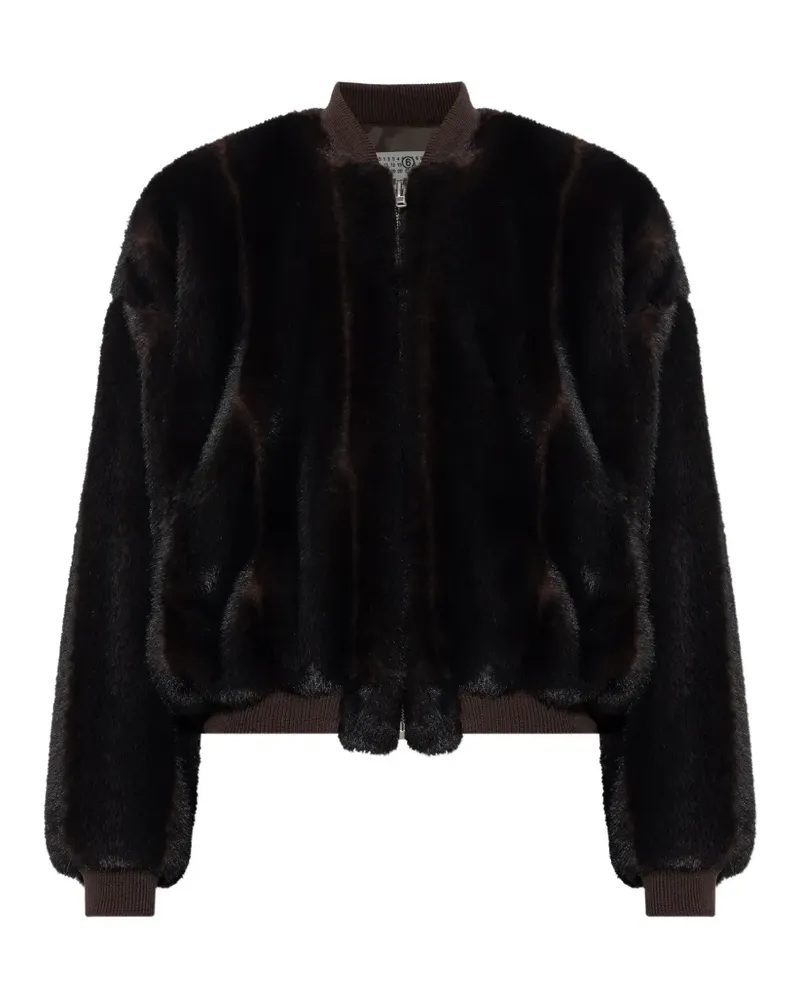 Maison Margiela ribbed-trim faux-fur jacket - Braun Braun