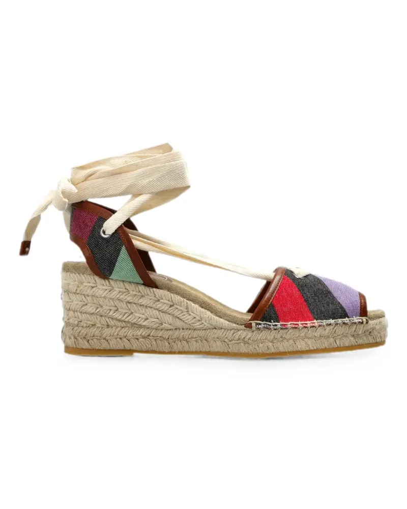 Versace Gestreifte Lola Wedge-Sandalen - Schwarz Schwarz