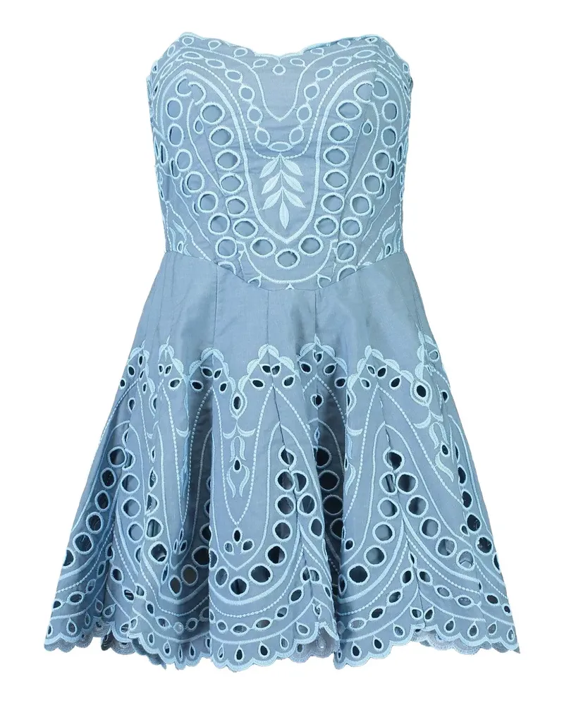 Charo Ruiz Bali broderie smocked mini dress - Blau Blau