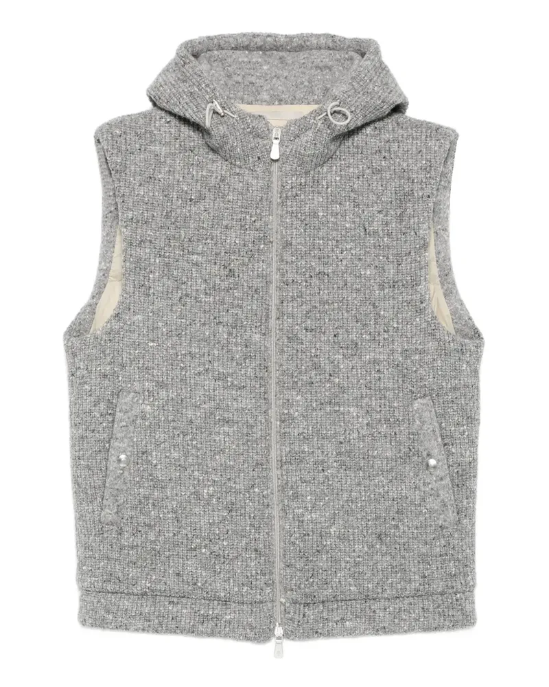 Eleventy Gerippte Kapuzenweste - Grau Grau