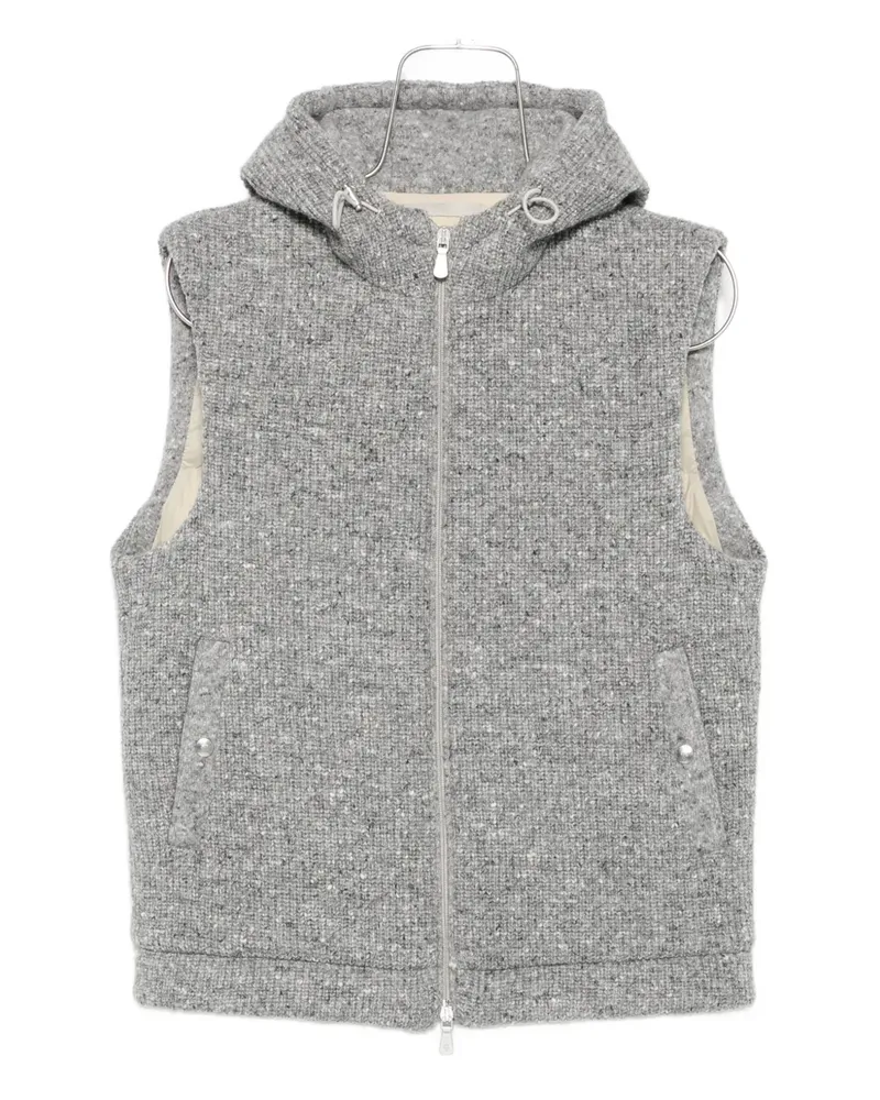 Eleventy Gerippte Kapuzenweste - Grau Grau