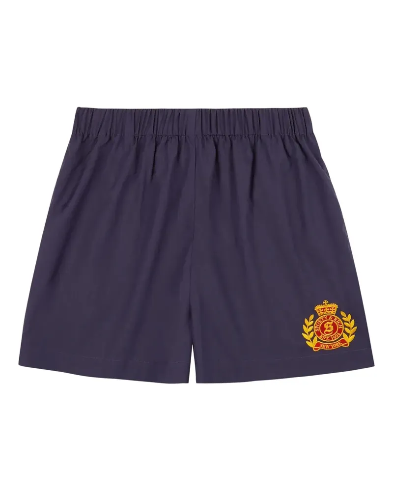 SPORTY & RICH Shorts mit Logo-Stickerei - Blau Blau