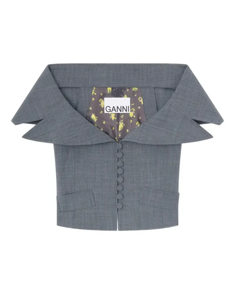 Ganni Schulterfreies Oberteil - Grau Grau