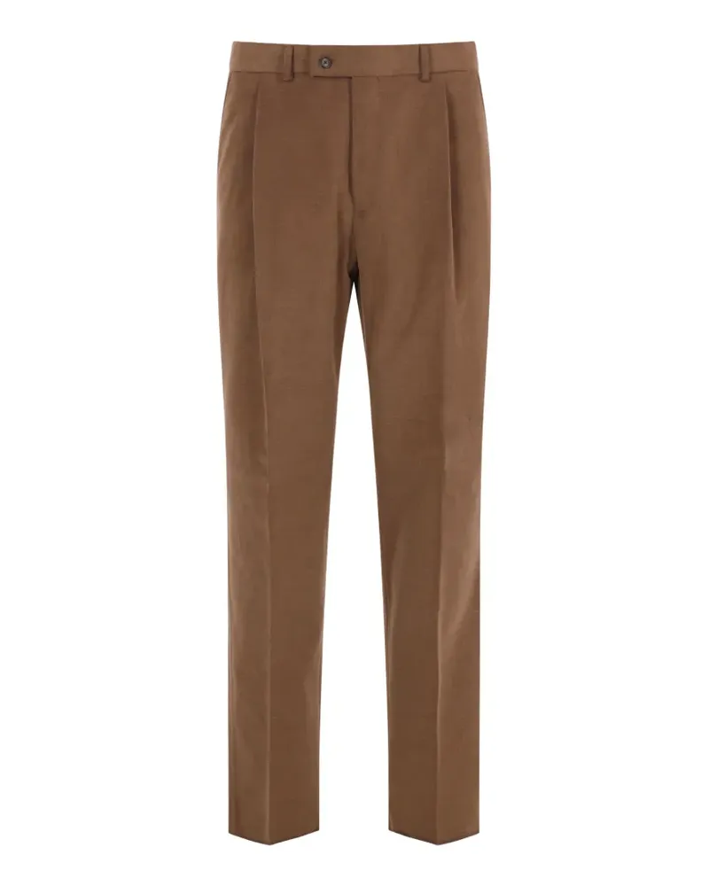 Caruso pleated moleskin trousers - Braun Braun