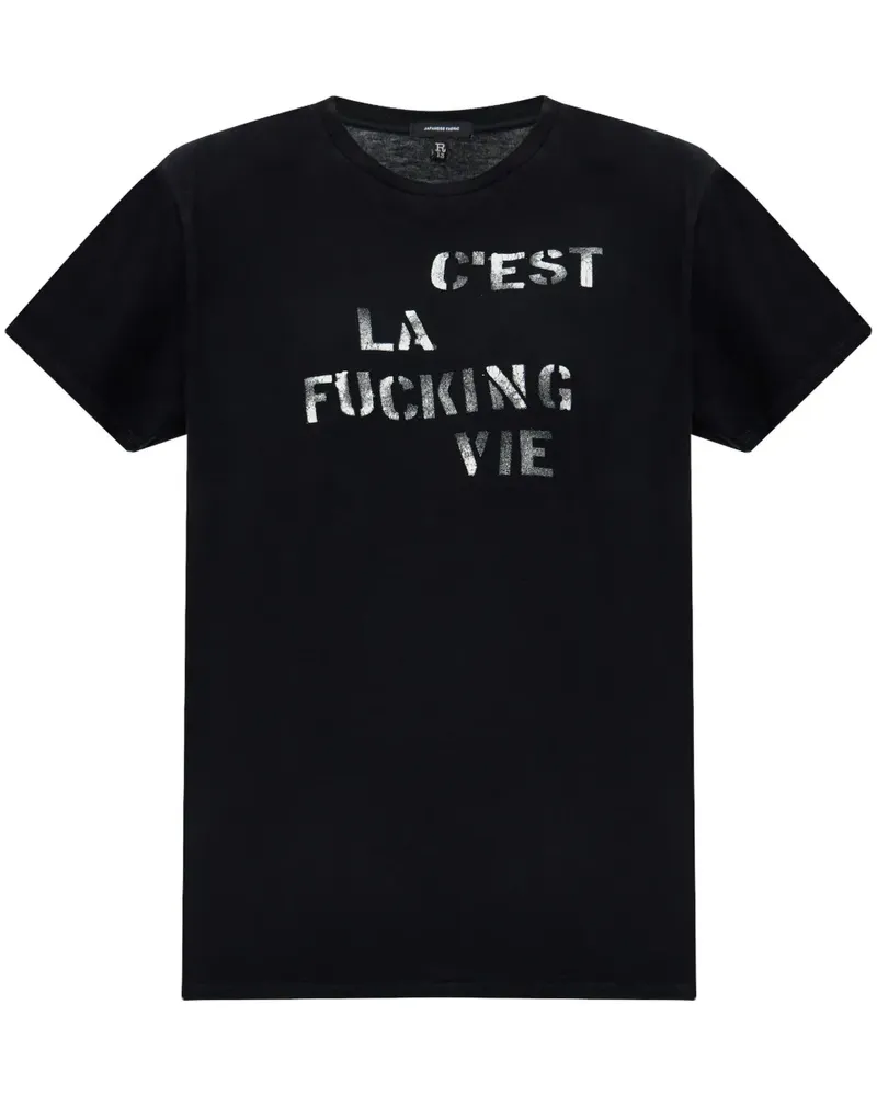 R13 T-Shirt mit Slogan-Print - Schwarz Schwarz
