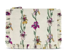 Clutch mit Blumen-Print - Nude