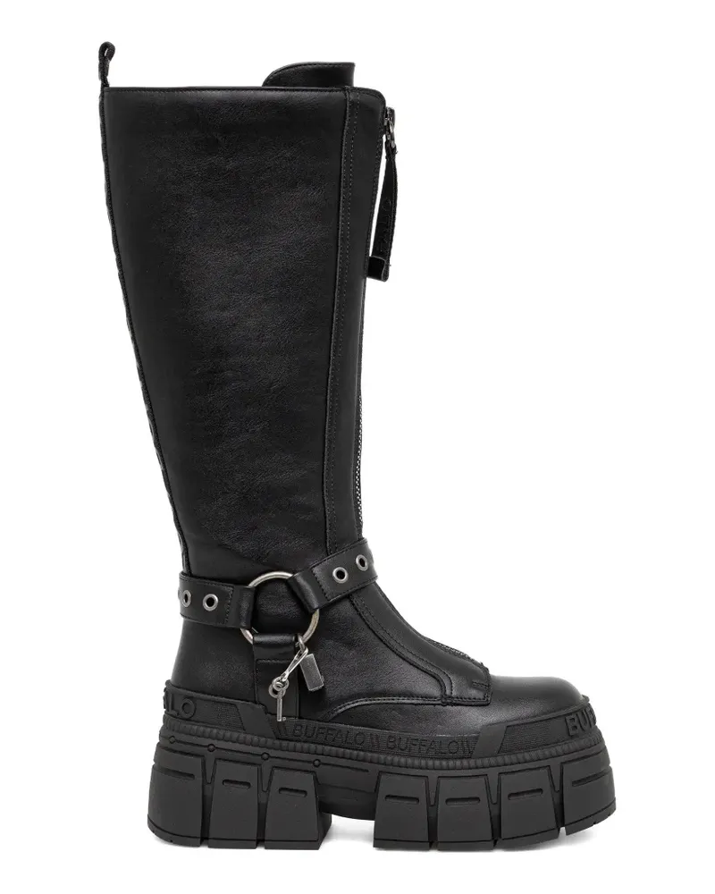 Buffalo Gospher platform ring detail boots - Schwarz Schwarz